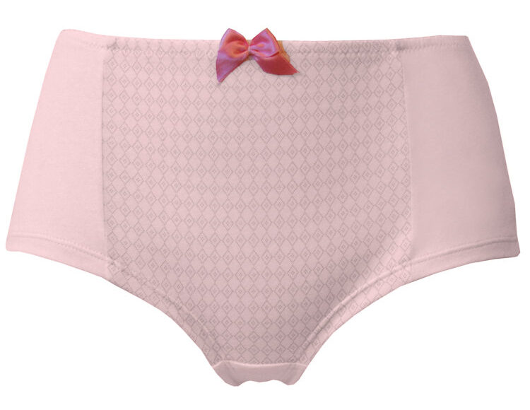 A soft pink Peau-Ethique panty with a hot pink bow.