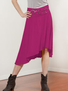 A flowing high-low organic skirt in fuchsia