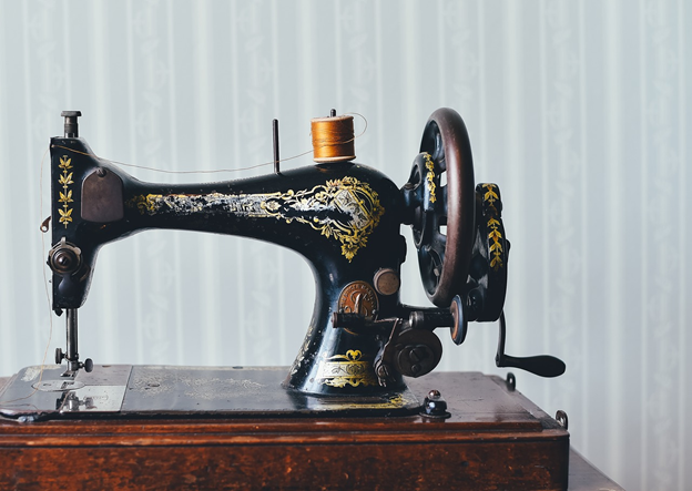 An antique black sewing machine